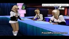 Play 3d sketch guy acquiring arranged by two hot horned stripteases