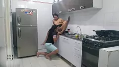 Play Hot MILF Milks Her Amateur Lesbian Lover's Dildo in the Kitchen
