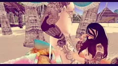再生 Secondlife でセクシーな美女とセックスして口の中で射精
